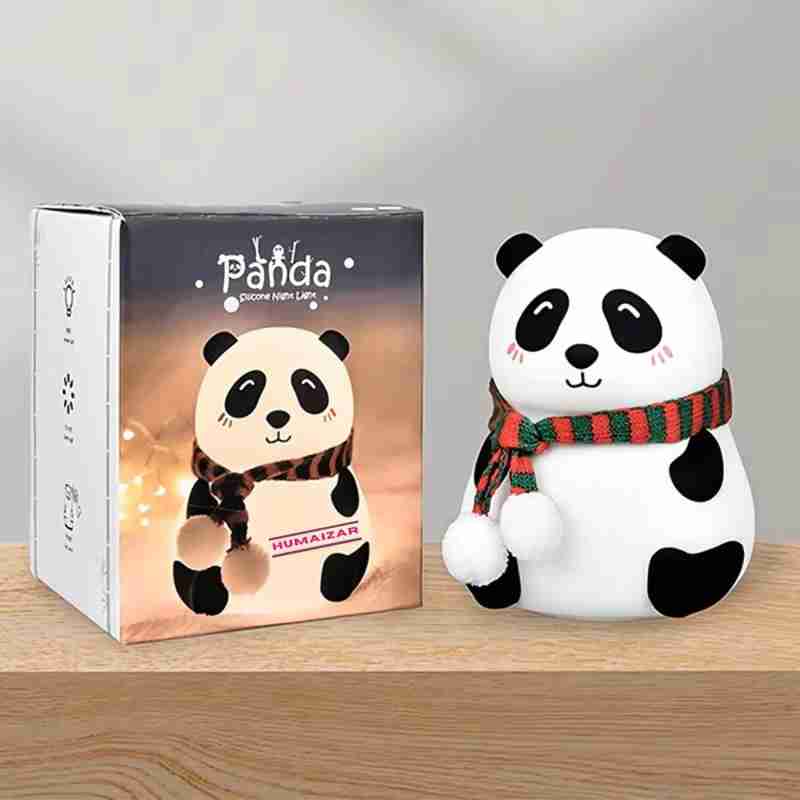 TRENDBIT Cute Panda, USB Rechargeable, 7-Colors Changing Light, Room Decor Night Lamp - 14 cm (White)