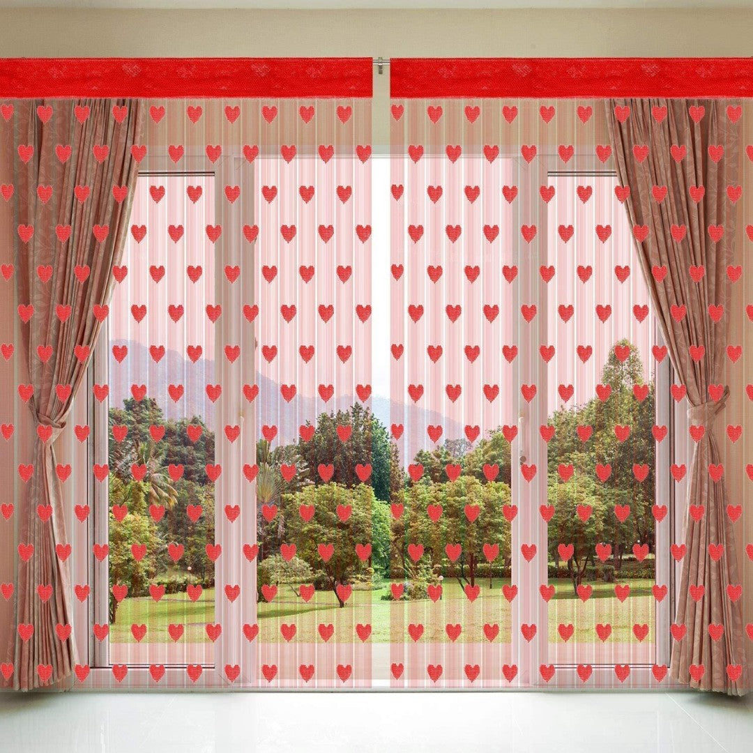 Rylie Cotton Net Heart Shape Door Curtain 7 Into 4 Feet ( Pack Of 1 )