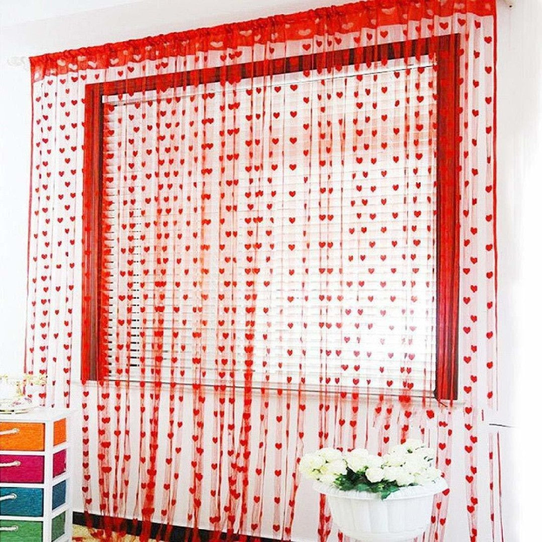 Rylie Cotton Net Heart Shape Door Curtain 7 Into 4 Feet ( Pack Of 1 )