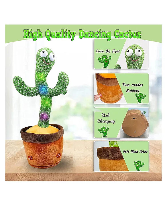 Dancing Cactus Toy with Lighting,Singing Cactus Recording and Repeat Your Words