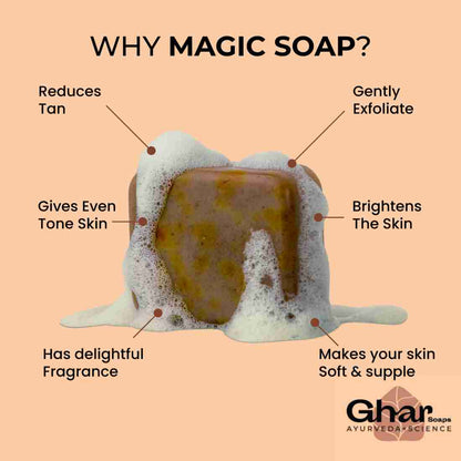 Ghar soap magic soap sandal wood And saffron for Detan and Glowing Brightening Skin (100g)