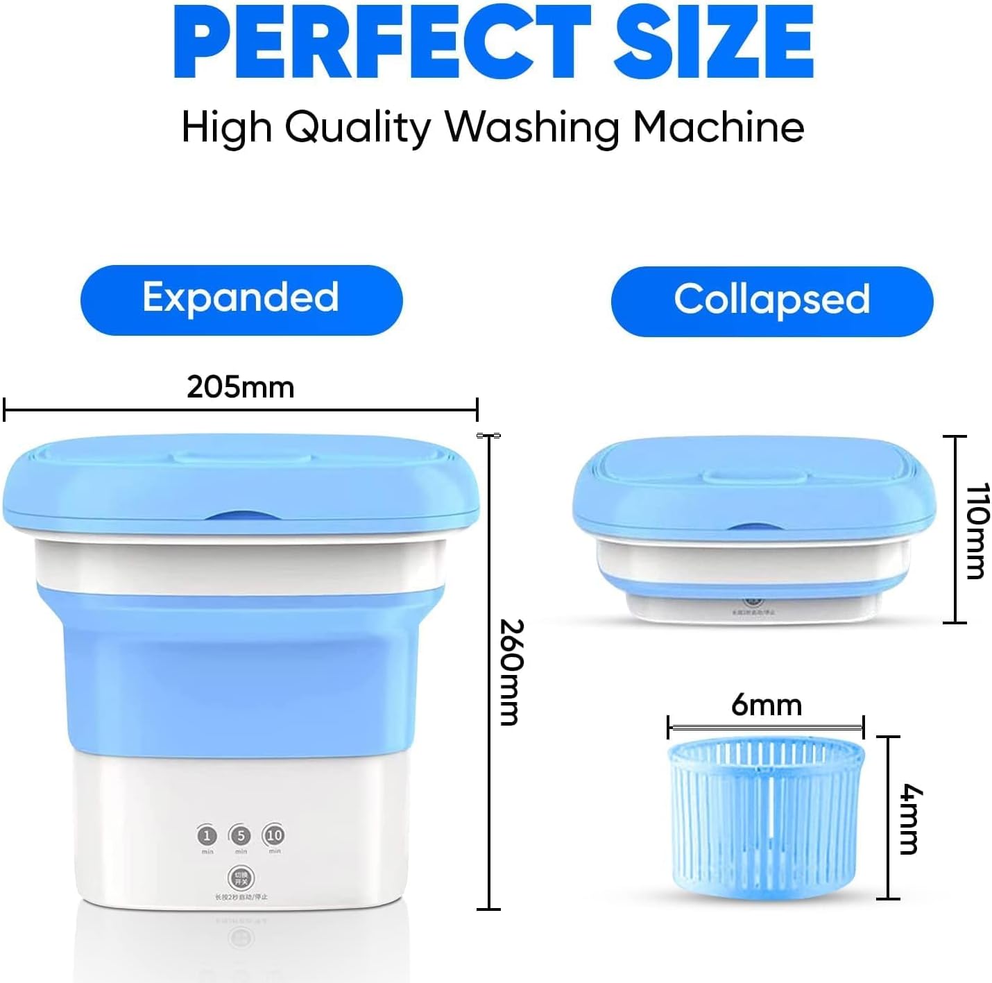 Wintwilla SeMi AuToMaTiC SmAlL pOrTaBlE WaShInG MaChInE, 11.5l lArGe cApAcItY MiNi wAsHiNg mAcHiNe DrAiN BaSkEt, FoLdAbLe wAsHiNg mAcHiNe wItH 3 DeEp cLeAnInG MoDeS FoR UnDeRwEaR (medium)