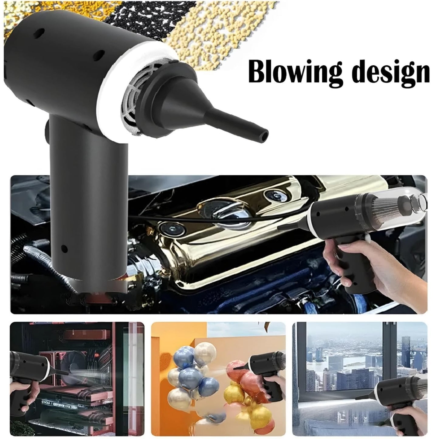 3 IN1 Portable Car Vacuum Cleaner with Blower | USB Rechargeable Wireless Handheld Car Vacuum Cleaner Traveling,Portable,Rechargeable