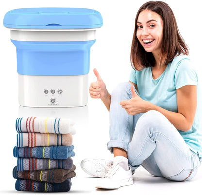 Wintwilla SeMi AuToMaTiC SmAlL pOrTaBlE WaShInG MaChInE, 11.5l lArGe cApAcItY MiNi wAsHiNg mAcHiNe DrAiN BaSkEt, FoLdAbLe wAsHiNg mAcHiNe wItH 3 DeEp cLeAnInG MoDeS FoR UnDeRwEaR (medium)