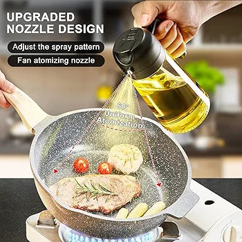 Kettlekane 500ml 2 in 1 Olive Oil Sprayer and Oil Dispenser Bottle for Kitchen, Glass Oil Bottle with Premium Nozzle, Oil Sprayer for Air Fryer, Salad,BBQ,Roasting (Multi Color) (Pack of 1)