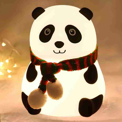 TRENDBIT Cute Panda, USB Rechargeable, 7-Colors Changing Light, Room Decor Night Lamp - 14 cm (White)