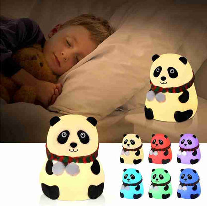 TRENDBIT Cute Panda, USB Rechargeable, 7-Colors Changing Light, Room Decor Night Lamp - 14 cm (White)