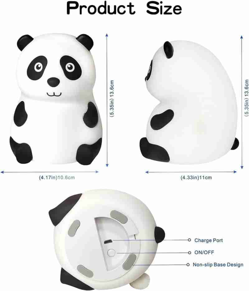 TRENDBIT Cute Panda, USB Rechargeable, 7-Colors Changing Light, Room Decor Night Lamp - 14 cm (White)