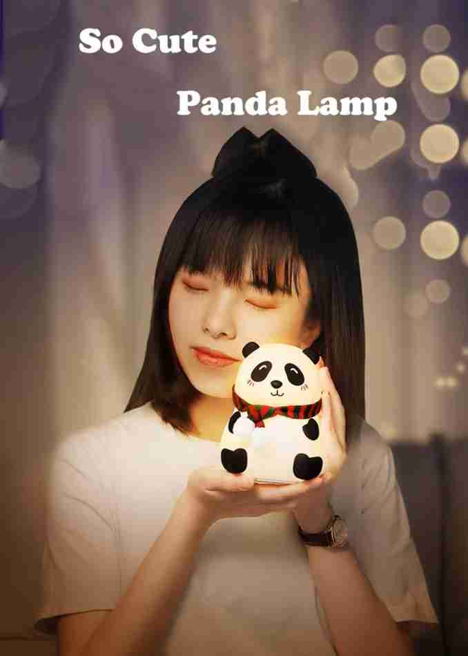 TRENDBIT Cute Panda, USB Rechargeable, 7-Colors Changing Light, Room Decor Night Lamp - 14 cm (White)